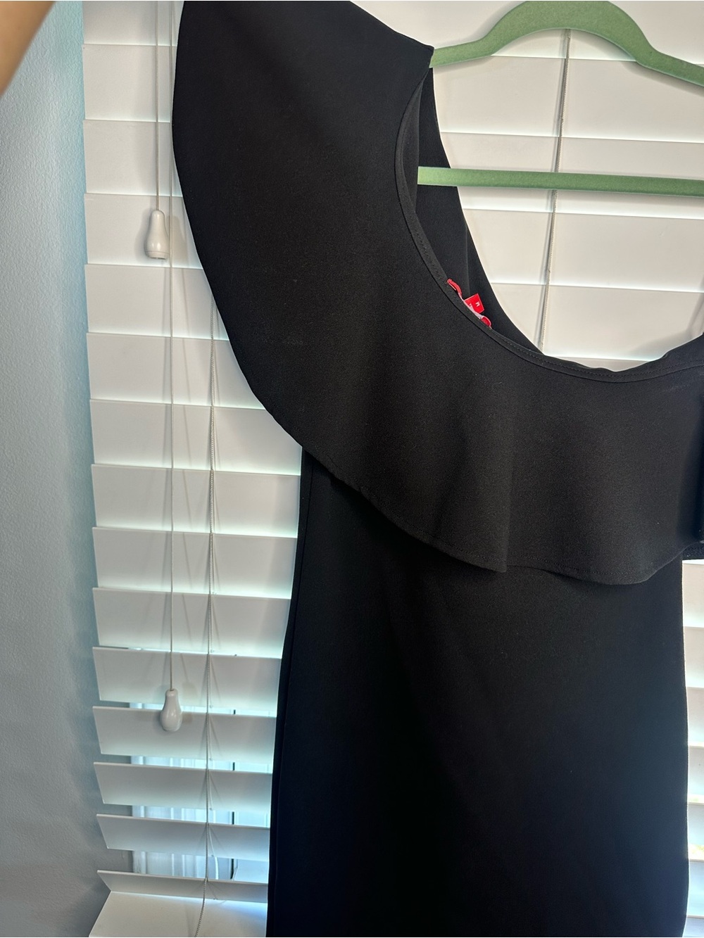 GUESS One-Shoulder Black Ruffle Cocktail Dress - Picture 3 of 6